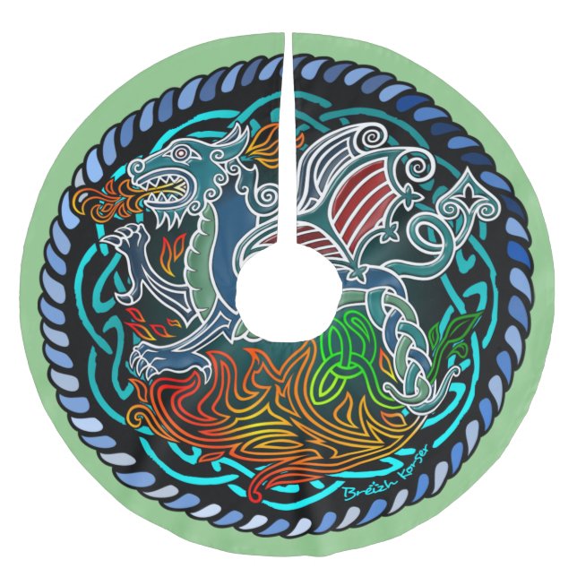 Dragon celtique julgransmatta borstad polyester (Framsidan)