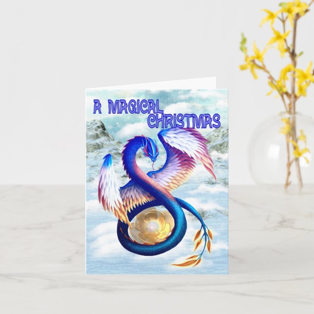Dragon Christmas Design Kort (Gul blomma)