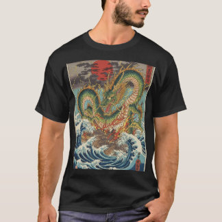 Dragon Crest in Crimson Sun Waves T Shirt