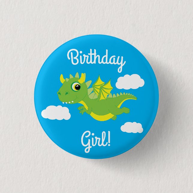 Dragon Cute Barn Birthday Knapp (Framsida)