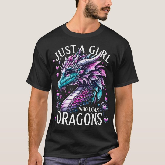 Dragon Cute Just A Girl Who Loves Dragons T Shirt (Framsida)