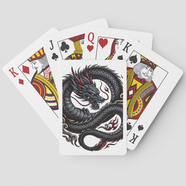 Dragon Design Playing Cards Deck – Cool Tattoo Casinokort (Baksidan)