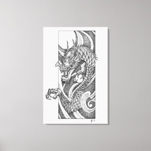 Dragon Dotwork Ryu Canvastryck