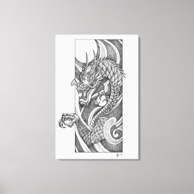 Dragon Dotwork Ryu Canvastryck (Framsida)