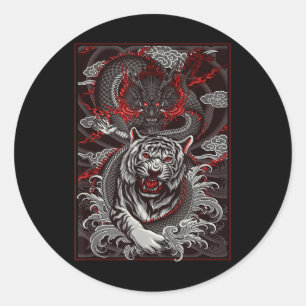Dragon, Dragon Streetwear Japansk Tiger Urban, Ta Runt Klistermärke