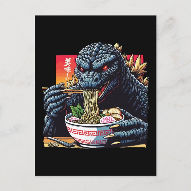 Dragon eating ramen  vykort (Framsida)
