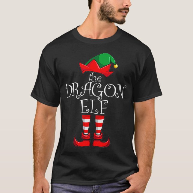 Dragon Elf Matching Familjjulen Party Pajama T Shirt (Framsida)