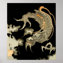 Dragon Emerging From Dark Clouds Totoya Hokkei Poster