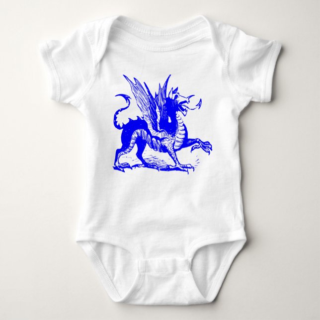 Dragon Engrave - Blue T-shirt (Framsida)