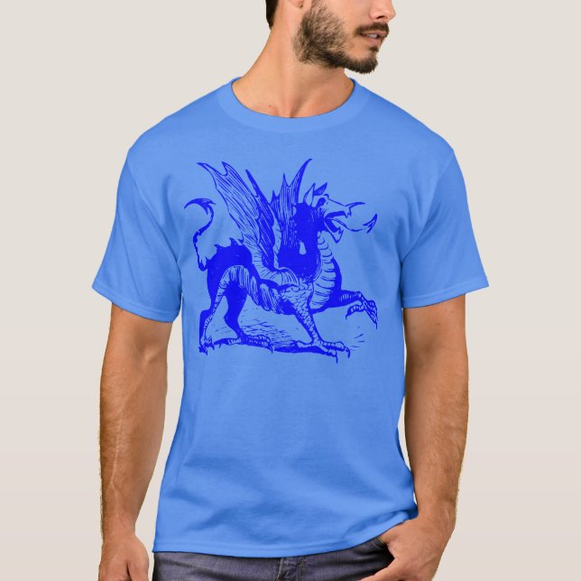 Dragon Engrave - Blue T Shirt (Framsida)