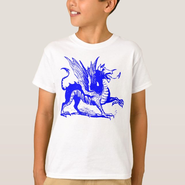 Dragon Engrave - Blue T Shirt (Framsida)