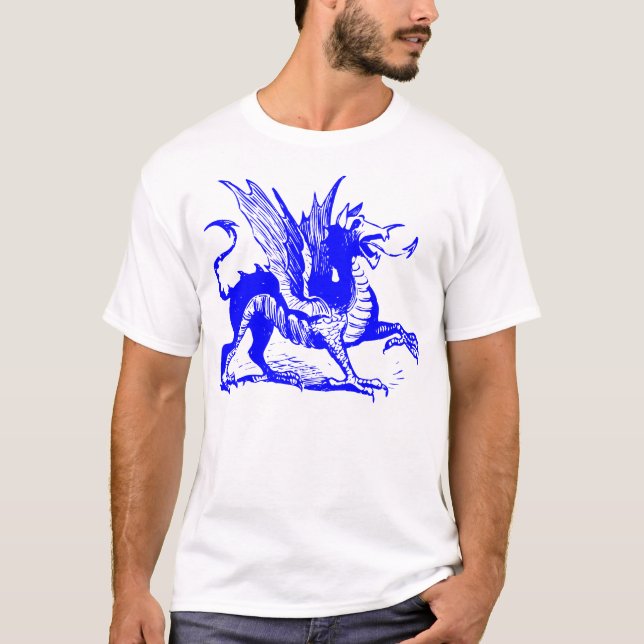 Dragon Engrave - Blue T-shirt (Framsida)