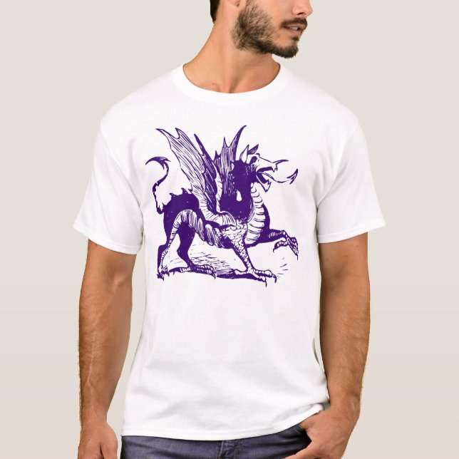 Dragon Engrave - Deep Lila Tee Shirt (Framsida)