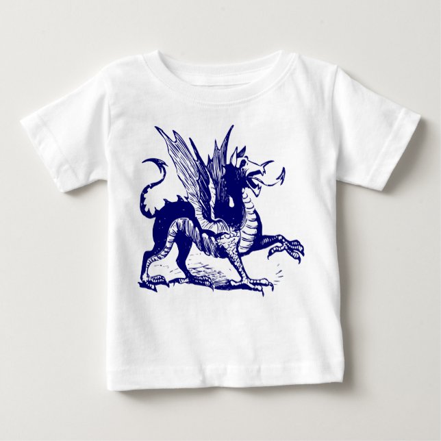 Dragon Engrave - Deep Navy T Shirt (Framsida)