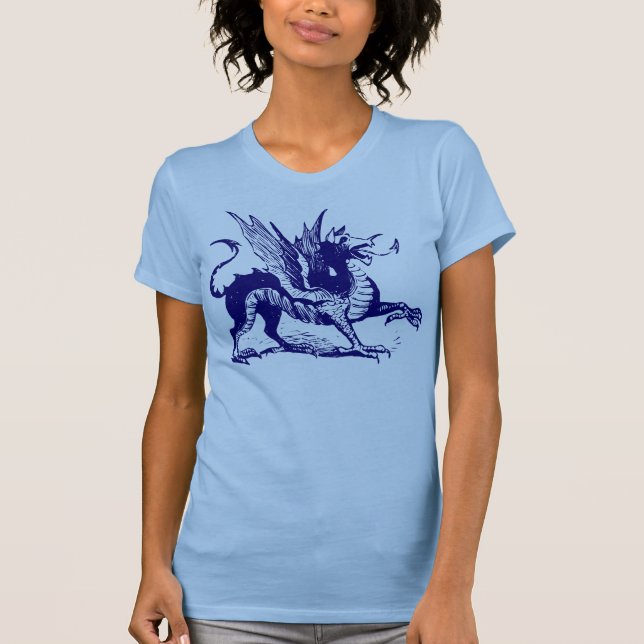 Dragon Engrave - Deep Navy T Shirt (Framsida)