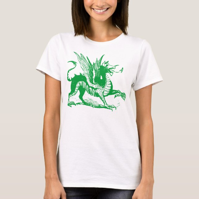 Dragon Engrave - Grass Grönt T Shirt (Framsida)