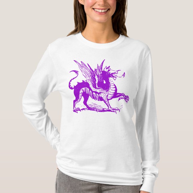 Dragon Engrave - Lila T Shirt (Framsida)
