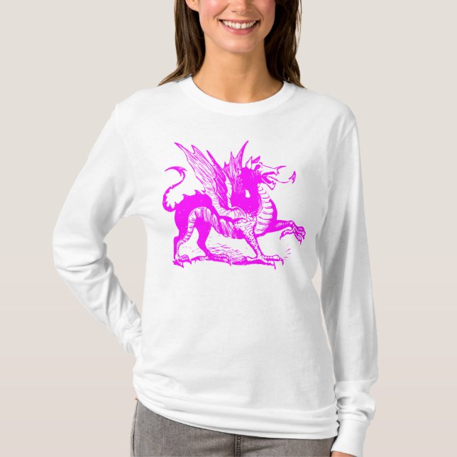 Dragon Engrave - Magenta T Shirt (Framsida)