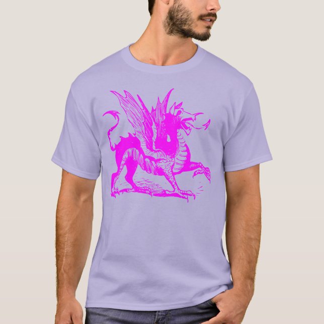 Dragon Engrave - Magenta Tee Shirt (Framsida)