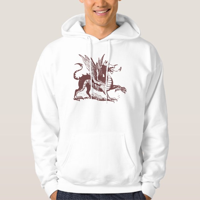 Dragon Engrave - Mörk Brown Tröja Med Luva (Framsida)