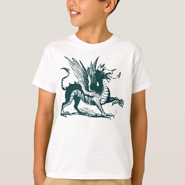 Dragon Engrave - Mörk grönt T-shirt (Framsida)