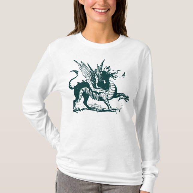 Dragon Engrave - Mörk grönt Tee (Framsida)