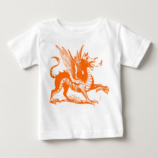 Dragon Engrave - Orange Tee Shirt (Framsida)