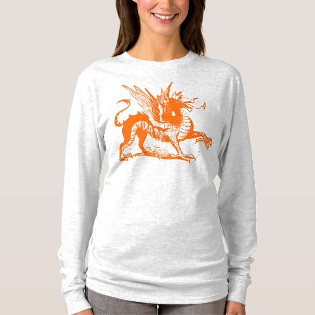 Dragon Engrave - Orange Tee Shirt (Framsida)