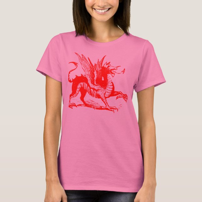 Dragon Engrave - Red T Shirt (Framsida)