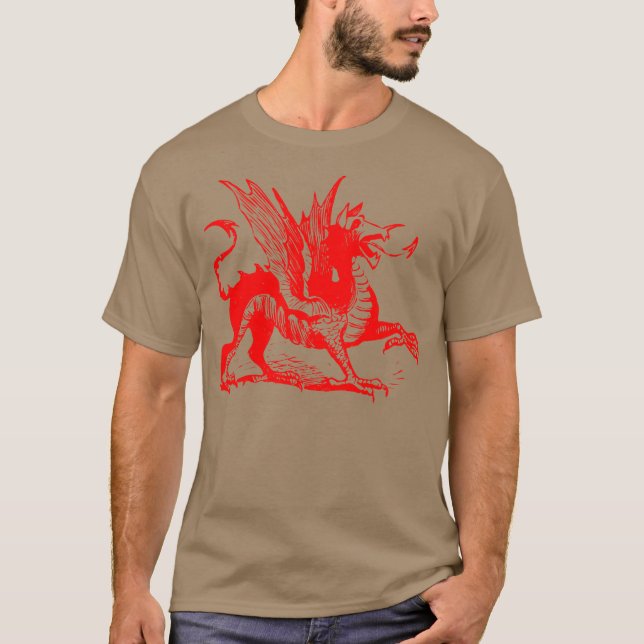 Dragon Engrave - Red T Shirt (Framsida)