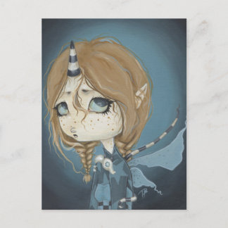 Dragon Fairy vycard blue Vykort
