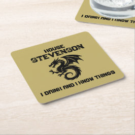 Dragon Family Logo Underlägg Papper Kvadrat