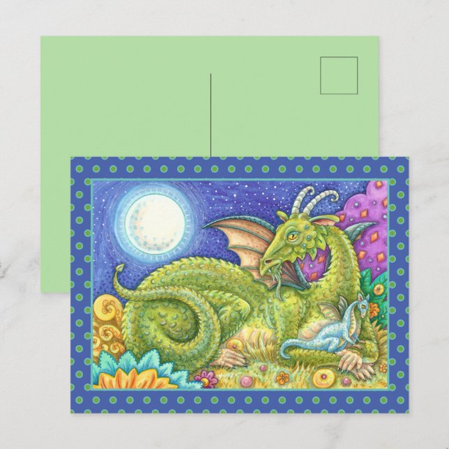DRAGON FAMILY NÄSTA GENERATION, WHIMSICAL FANTASY VYKORT (Fram/baksida)