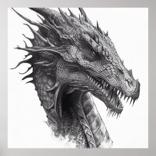 Dragon Fantasstic Vild Nature Animal Illustration Poster
