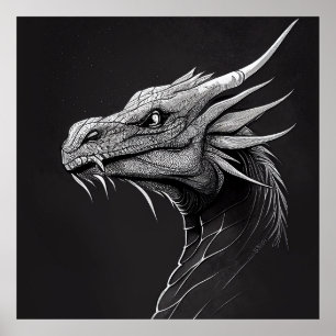 Dragon Fantasstic Vild Nature Animal Illustration Poster