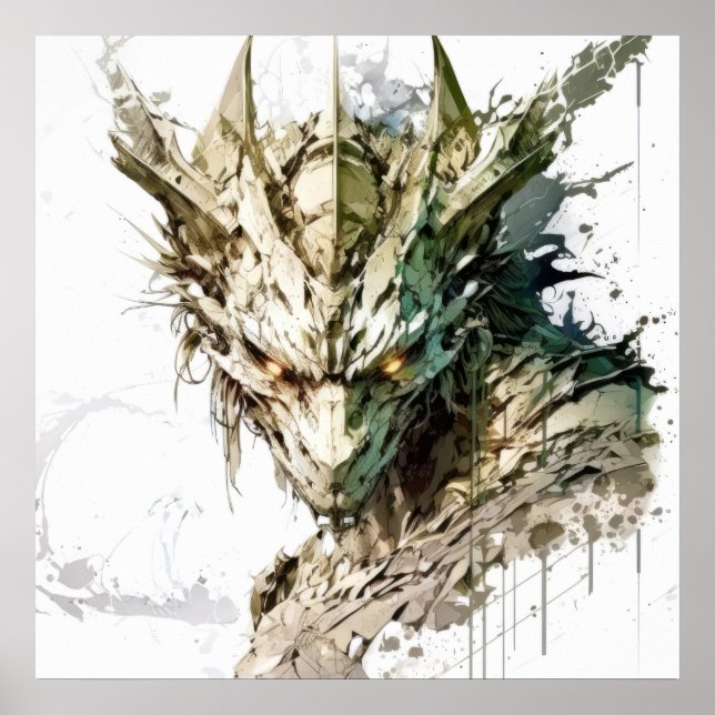 Dragon Fantasy Animal Painting Wildlife utomhus Poster (Framsidan)