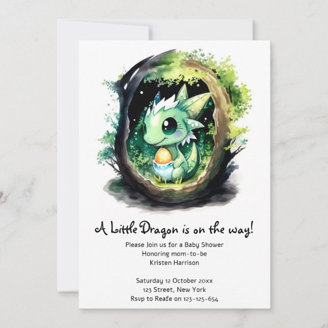 Dragon Fantasy Baby Shower Inbjudningar (Framsida)