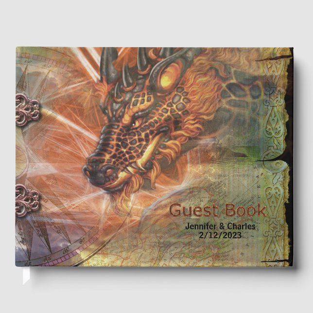 Dragon Fantasy Bröllop Guest Bok (Framsida)