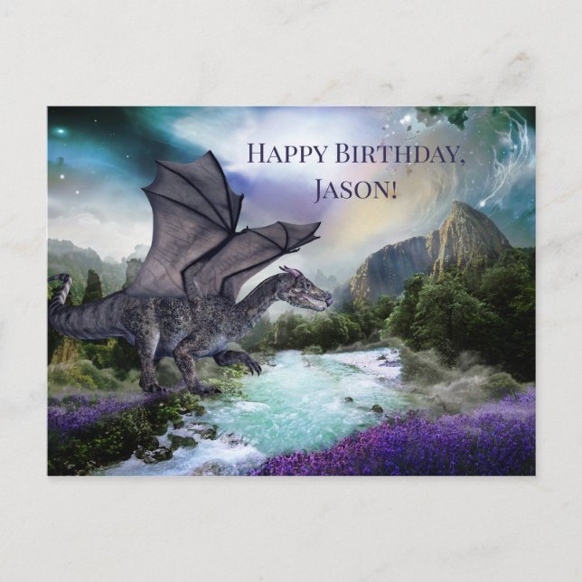 Dragon Fantasy Child Birthday vykort (Framsida)