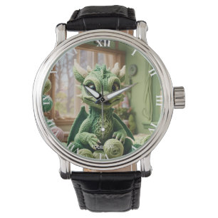 Dragon Fantasy Cute Grönt Yarn Armbandsur