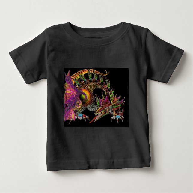 DRAGON/FANTASY DRAGON IN GULD LILA AND BLACK T-SHIRT (Framsida)