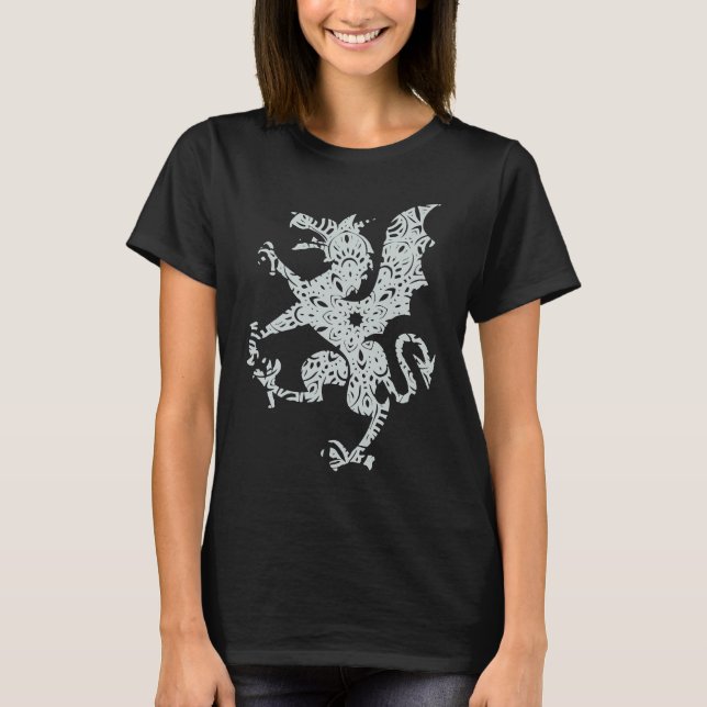 Dragon Fantasy Mandala Fairy Tale Wings T Shirt (Framsida)