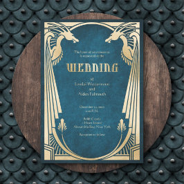 Dragon Fantasy Modern Deco Bröllop Inbjudningar