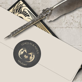 Dragon Fantasy Modern Deco Bröllop Runt Klistermärke