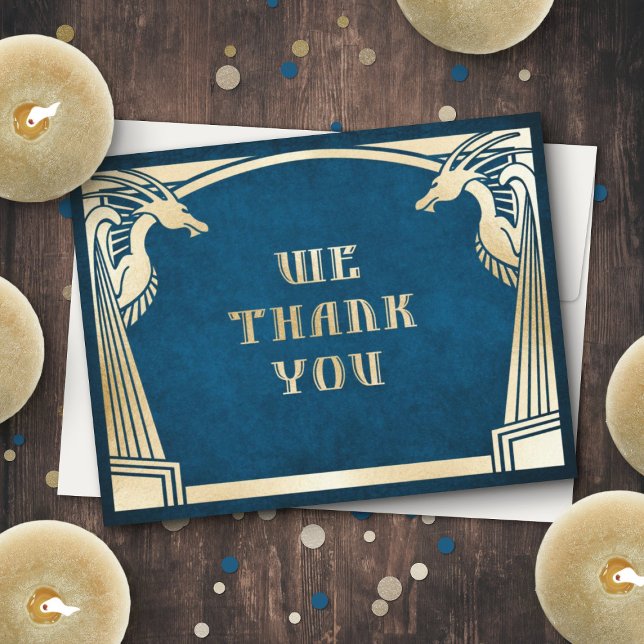 Dragon Fantasy Modern Deco Bröllop Tack Kort (Skapare uppladdad)