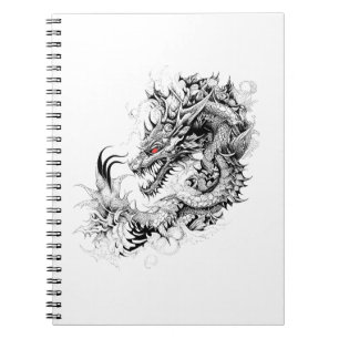 Dragon Fantasy Vild Animal Illustration Art Tattoo Anteckningsbok