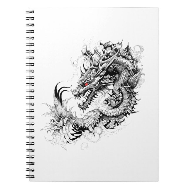 Dragon Fantasy Vild Animal Illustration Art Tattoo Anteckningsbok (Framsidan)