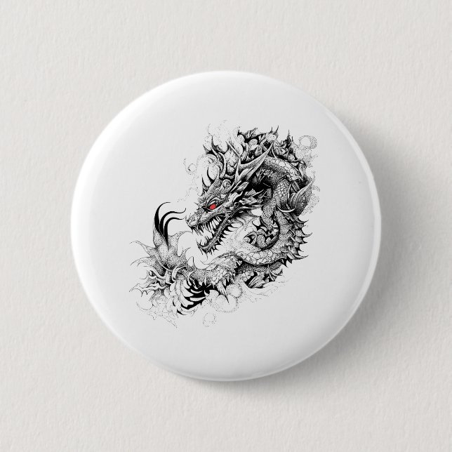 Dragon Fantasy Vild Animal Illustration Art Tattoo Knapp (Framsida)