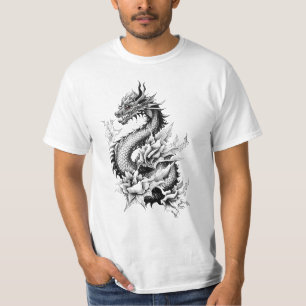 Dragon Fantasy Vild Animal Illustration Art Tattoo T Shirt
