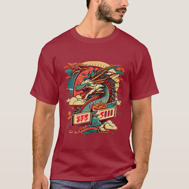 Dragon Feast: Underbaren Sushi Dragon och Ramen T Shirt (Framsida)